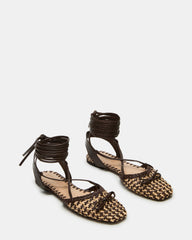 GOSSAMER Brown Leather Women's Woven Lace-Up Ballet Flat | Steve Madden outlet