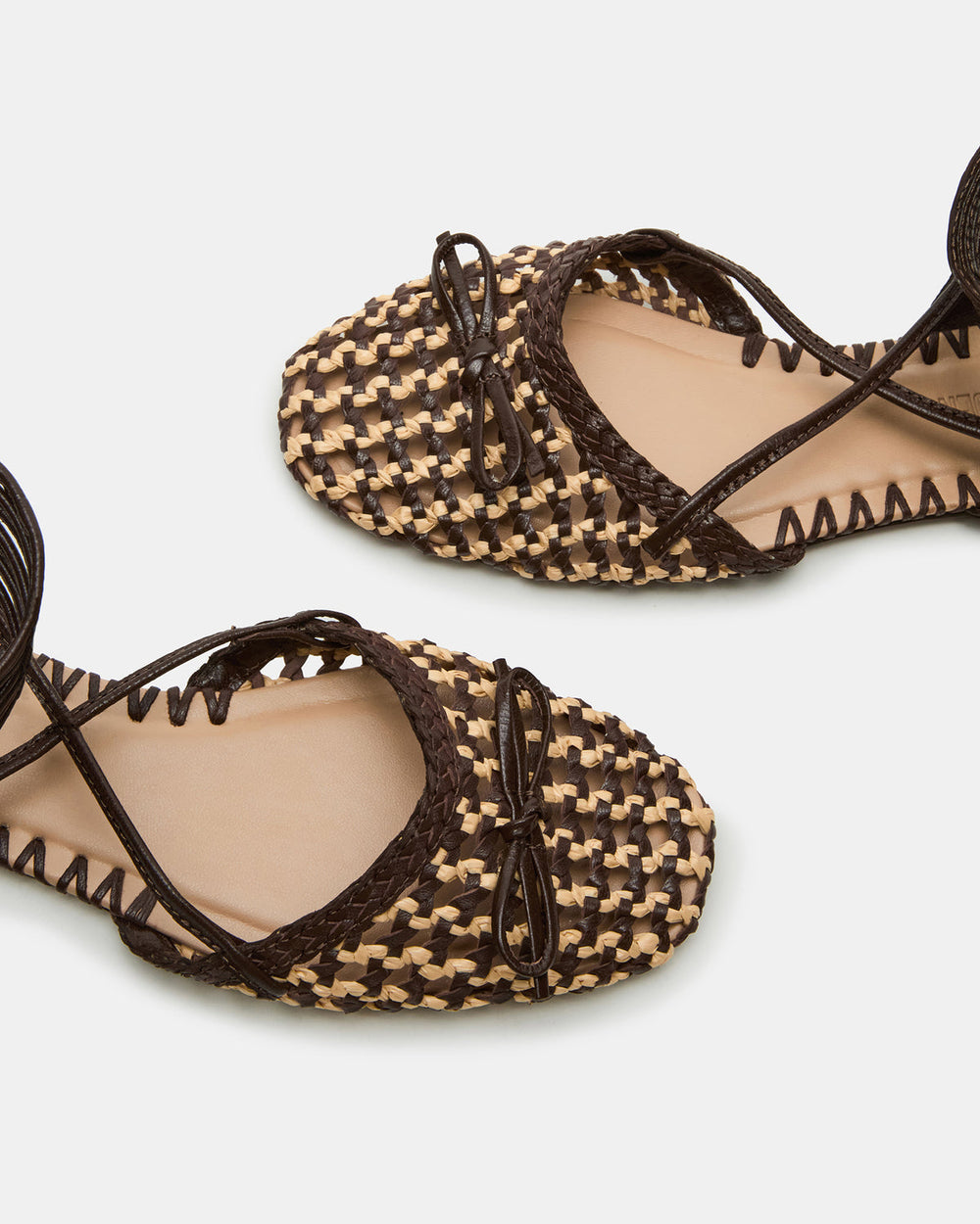 GOSSAMER Brown Leather Women's Woven Lace-Up Ballet Flat | Steve Madden outlet