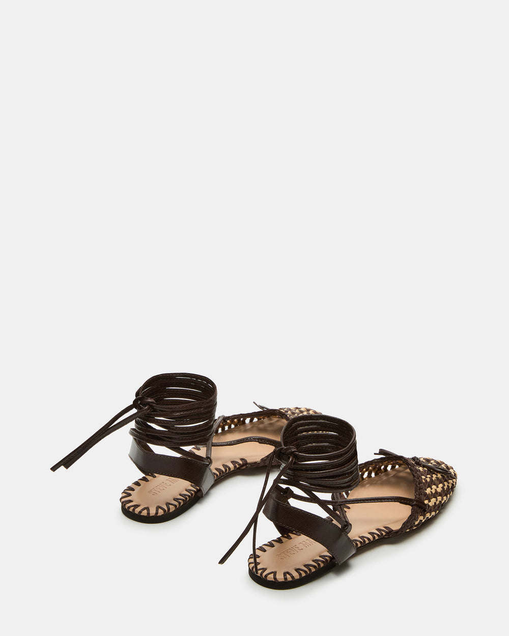 GOSSAMER Brown Leather Women's Woven Lace-Up Ballet Flat | Steve Madden outlet