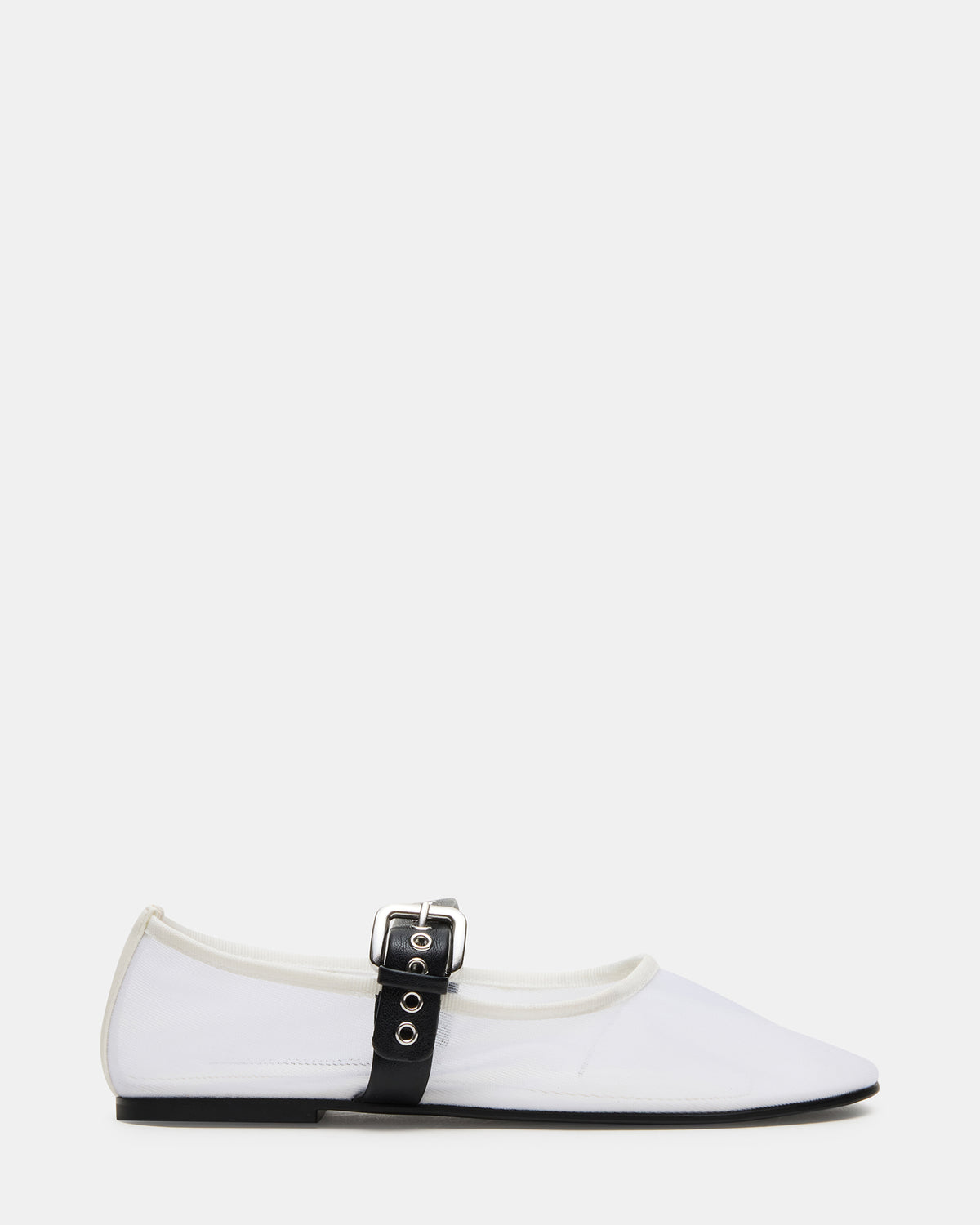 MITSY White/Black Mary Jane Mesh Ballet Women's Flat | Steve Madden for Sale