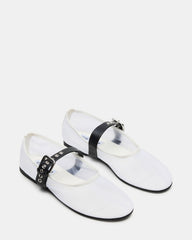 MITSY White/Black Mary Jane Mesh Ballet Women's Flat | Steve Madden for Sale