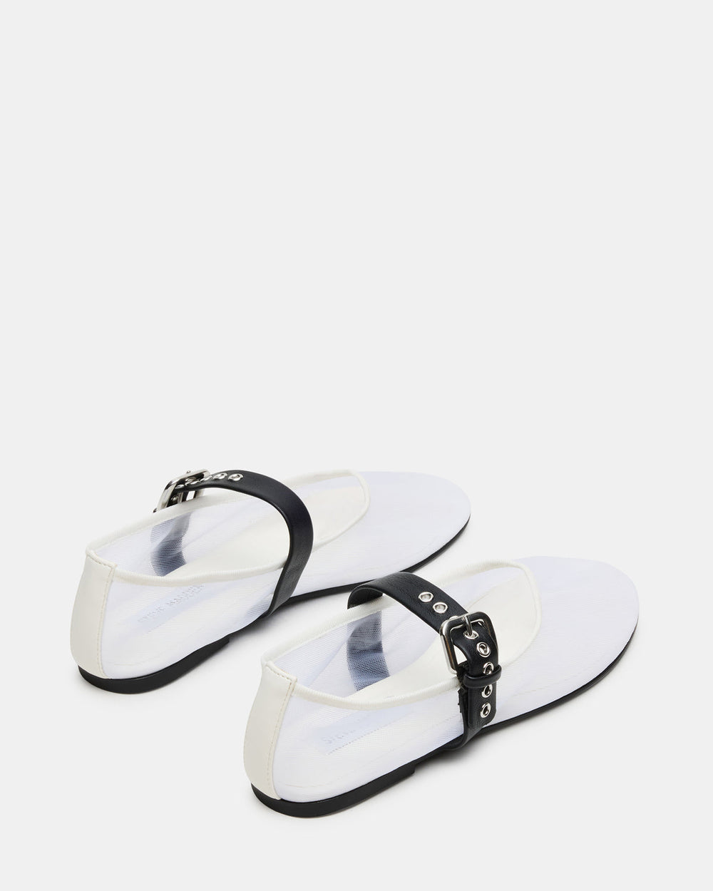 MITSY White/Black Mary Jane Mesh Ballet Women's Flat | Steve Madden for Sale