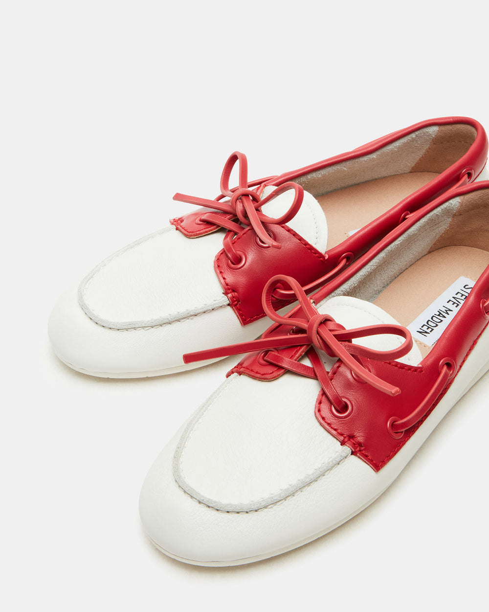 SAG Bone/Red Women's Boat Shoe | Steve Madden discount