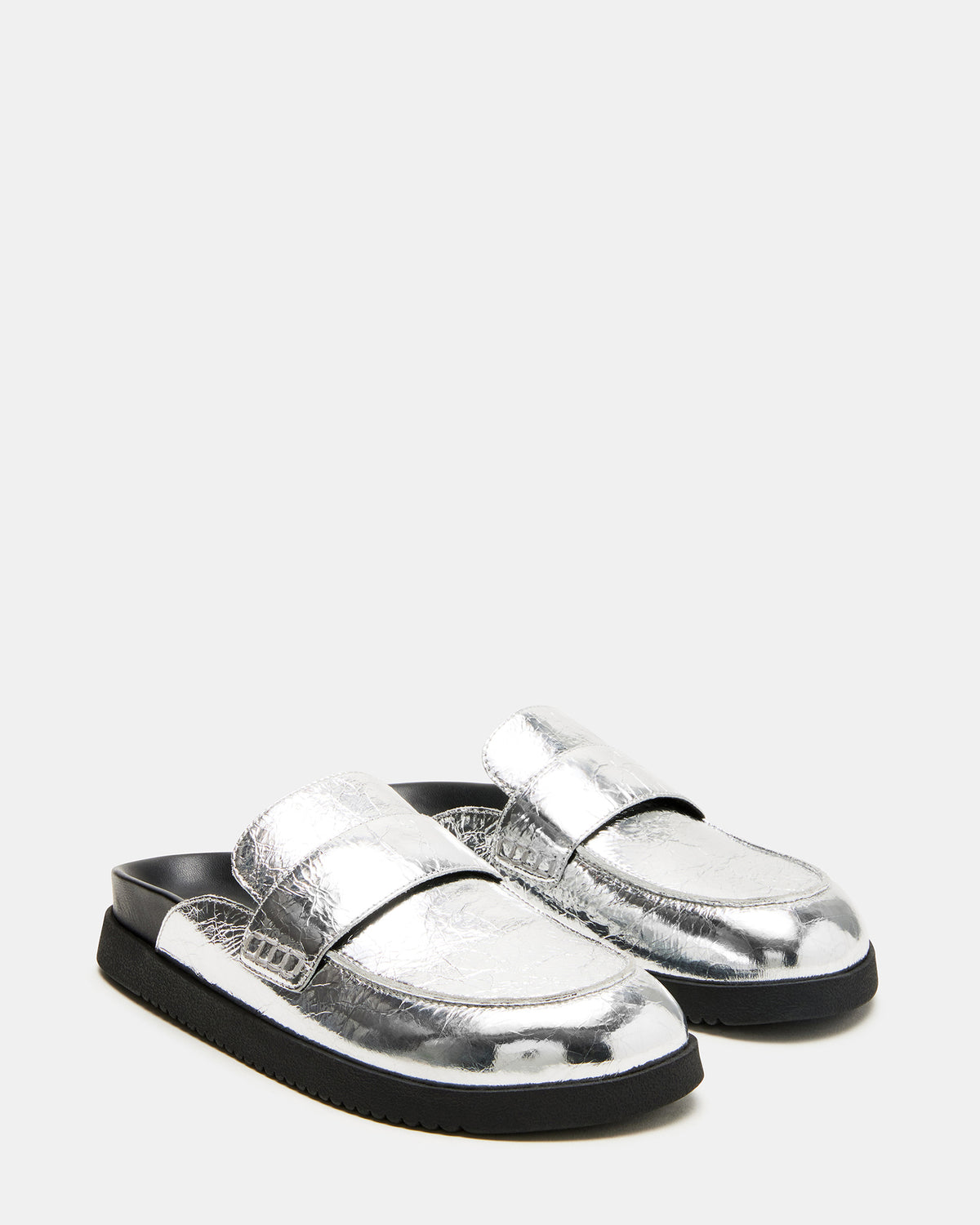 SKIPPER Silver Metallic Women's Slip-On Mule | Steve Madden US