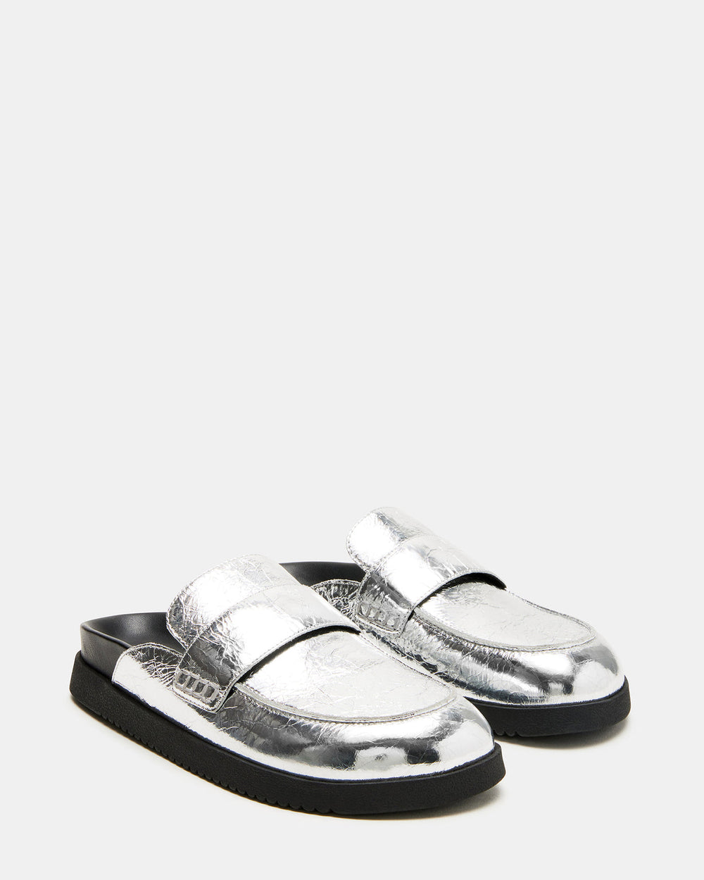 SKIPPER Silver Metallic Women's Slip-On Mule | Steve Madden US