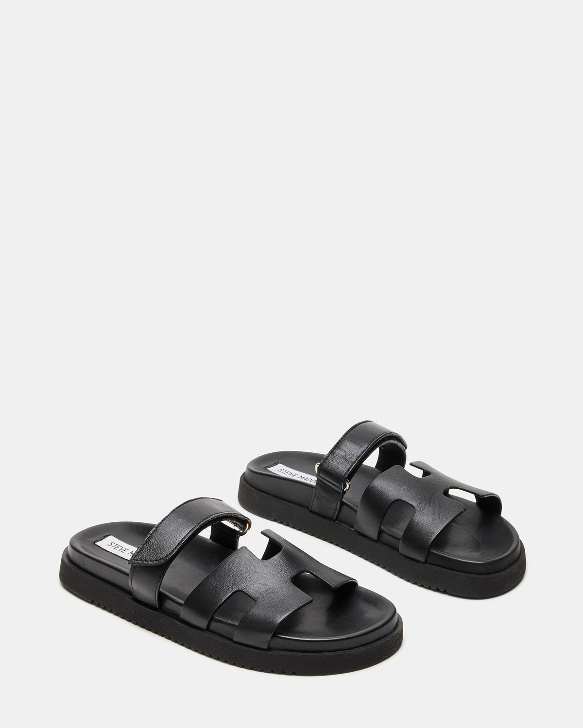 MAYVEN Black Leather Flatform Slide Women's Sandal | Steve Madden for Sale