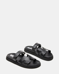 MAYVEN Black Leather Flatform Slide Women's Sandal | Steve Madden for Sale
