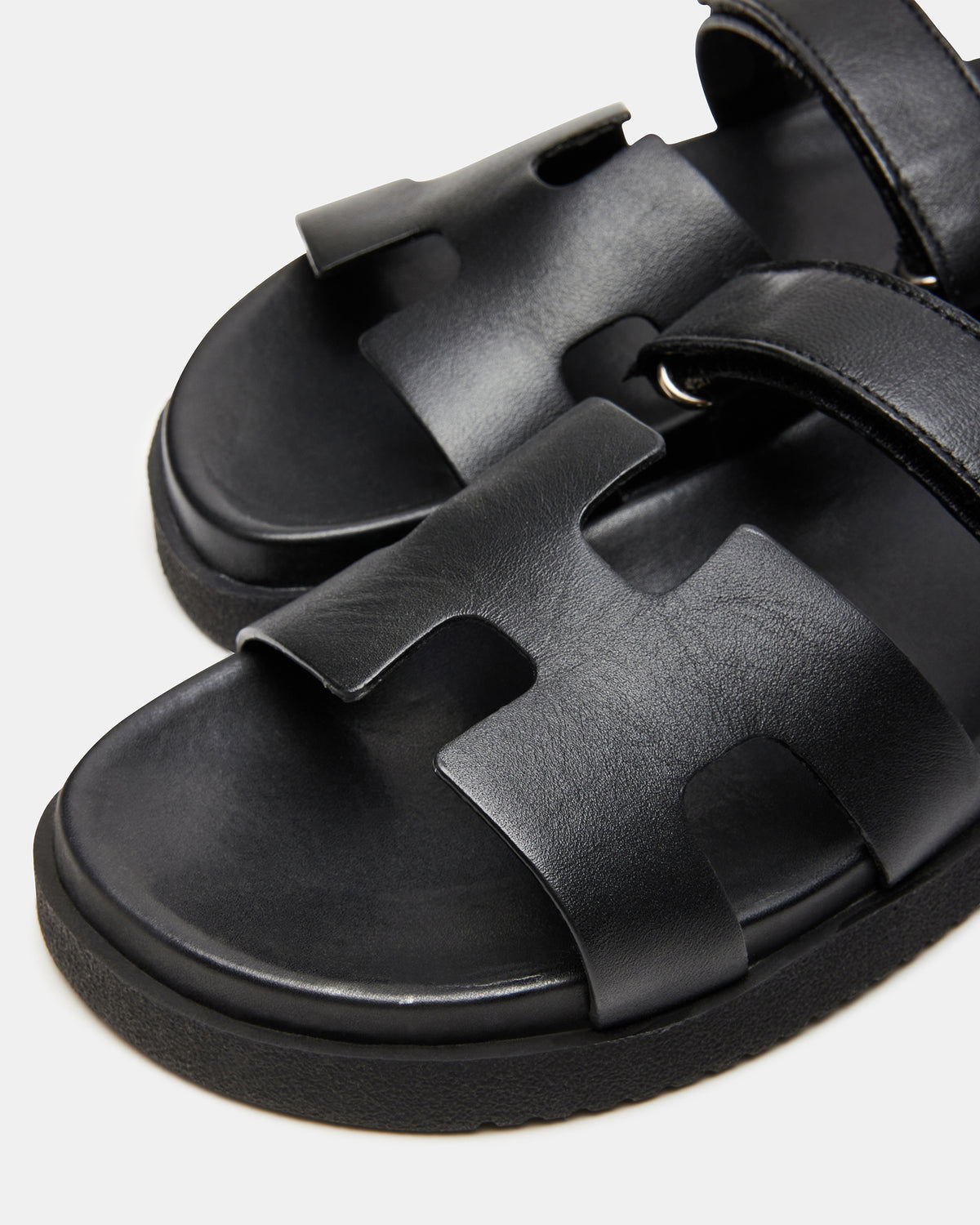MAYVEN Black Leather Flatform Slide Women's Sandal | Steve Madden for Sale