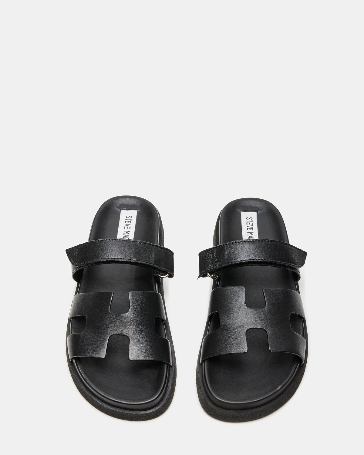 MAYVEN Black Leather Flatform Slide Women's Sandal | Steve Madden for Sale