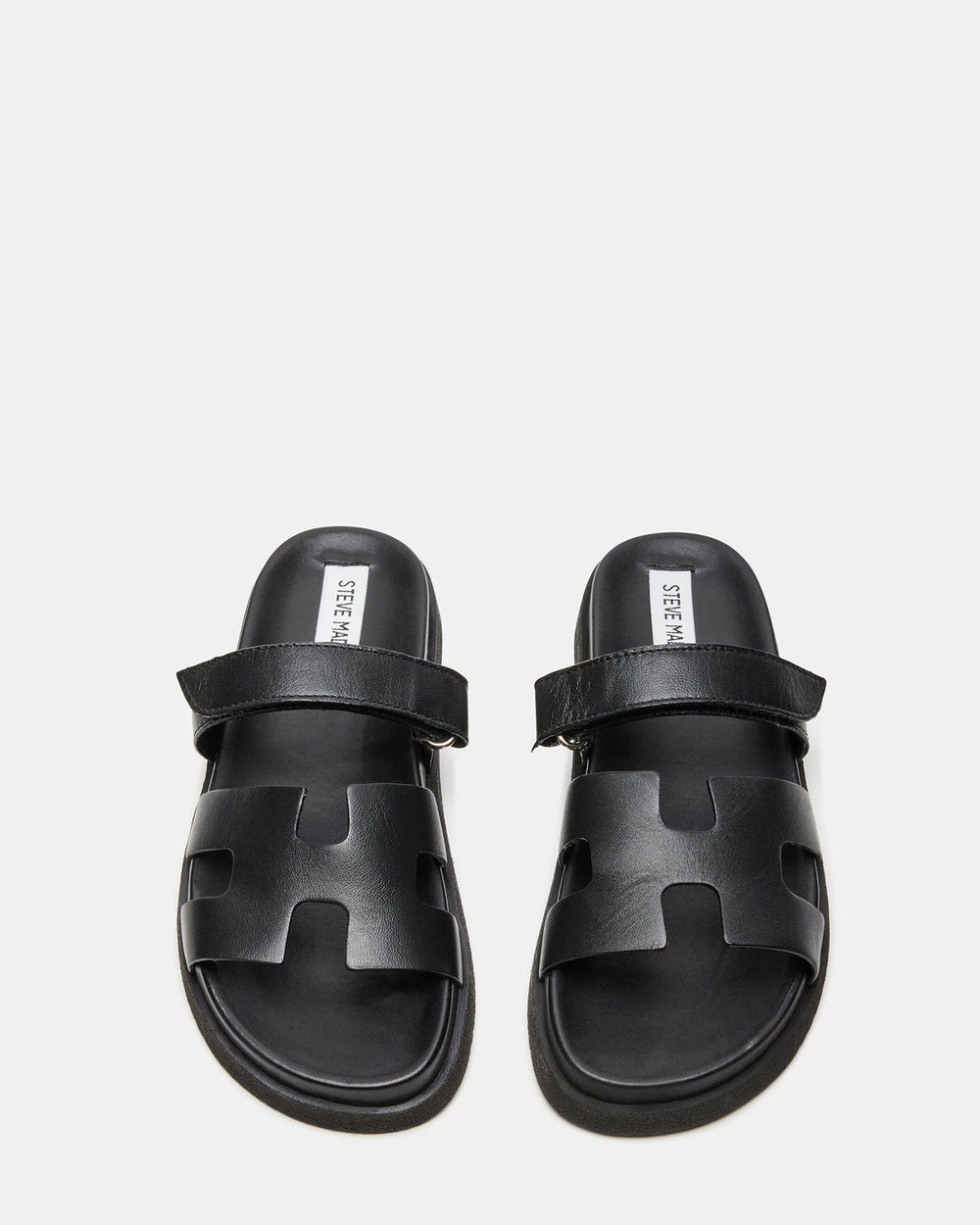 MAYVEN Black Leather Flatform Slide Women's Sandal | Steve Madden for Sale