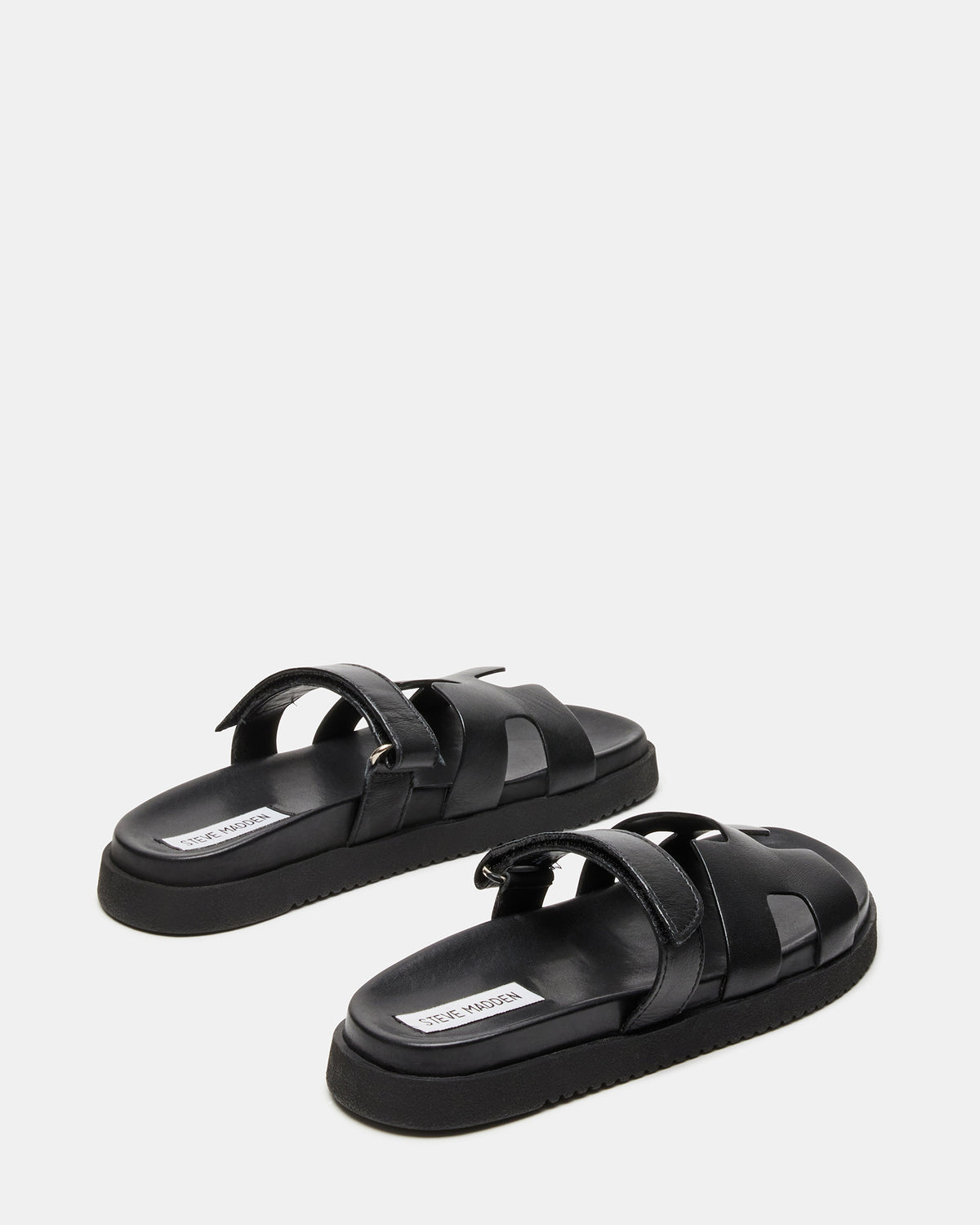 MAYVEN Black Leather Flatform Slide Women's Sandal | Steve Madden for Sale