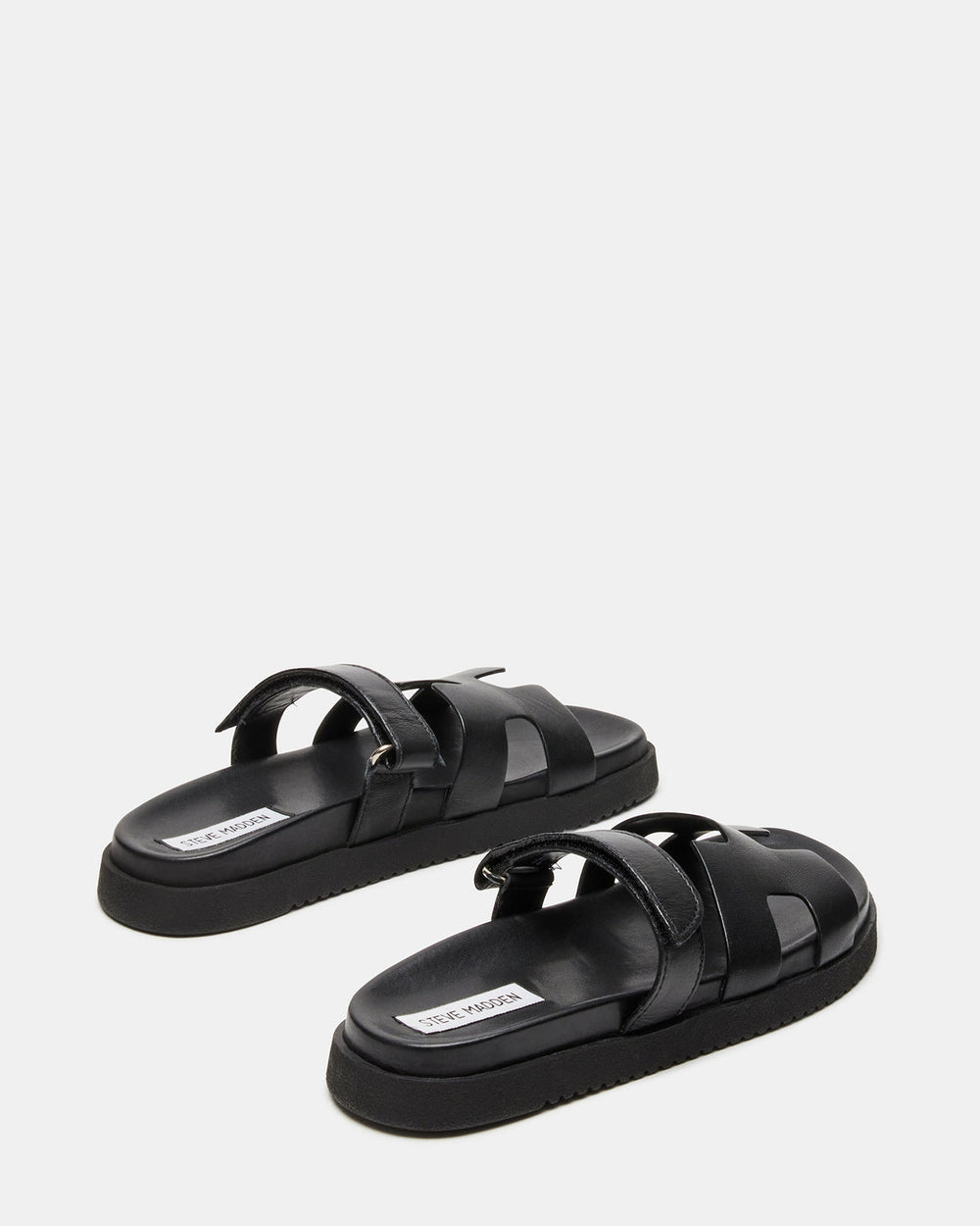 MAYVEN Black Leather Flatform Slide Women's Sandal | Steve Madden for Sale