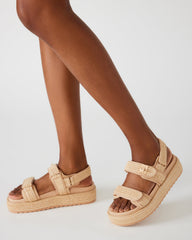 BIGMONA Natural Raffia Leather Women's Platform Sandal | Steve Madden on Sale
