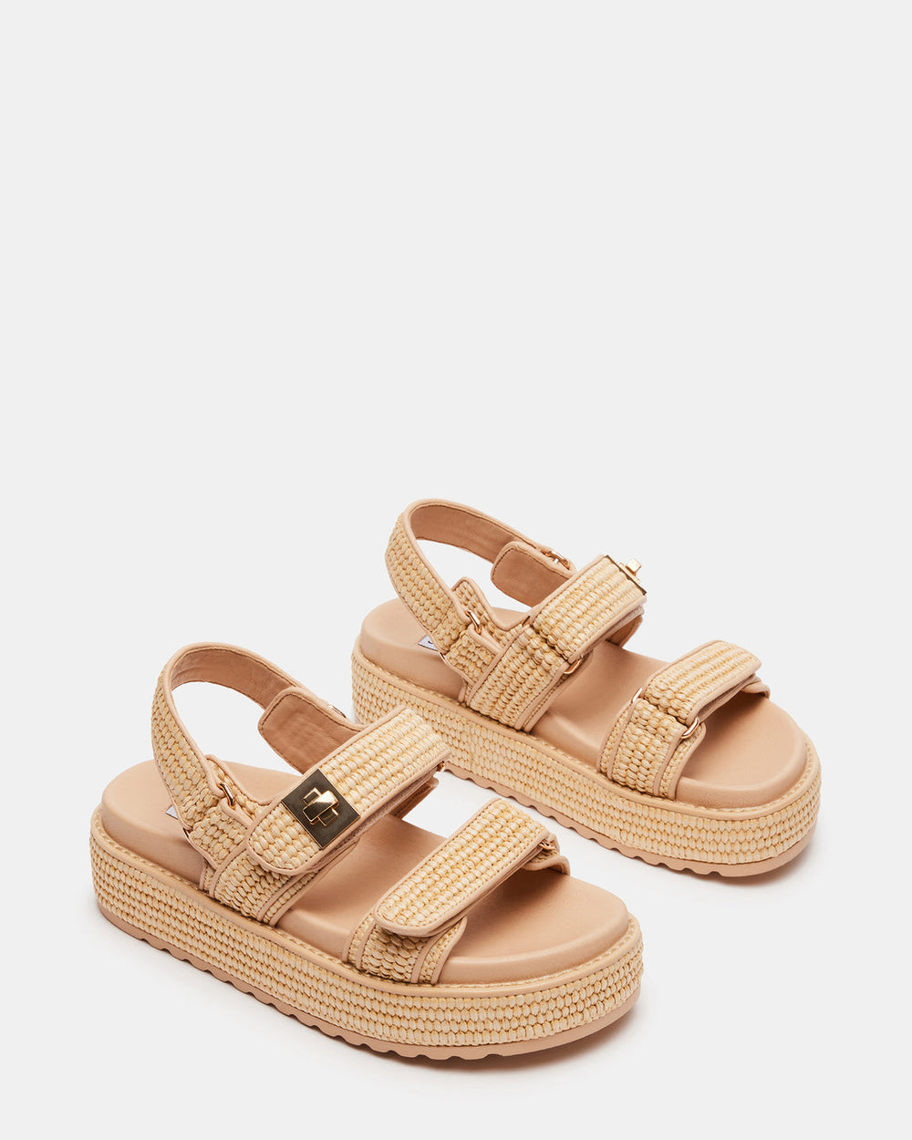 BIGMONA Natural Raffia Leather Women's Platform Sandal | Steve Madden on Sale