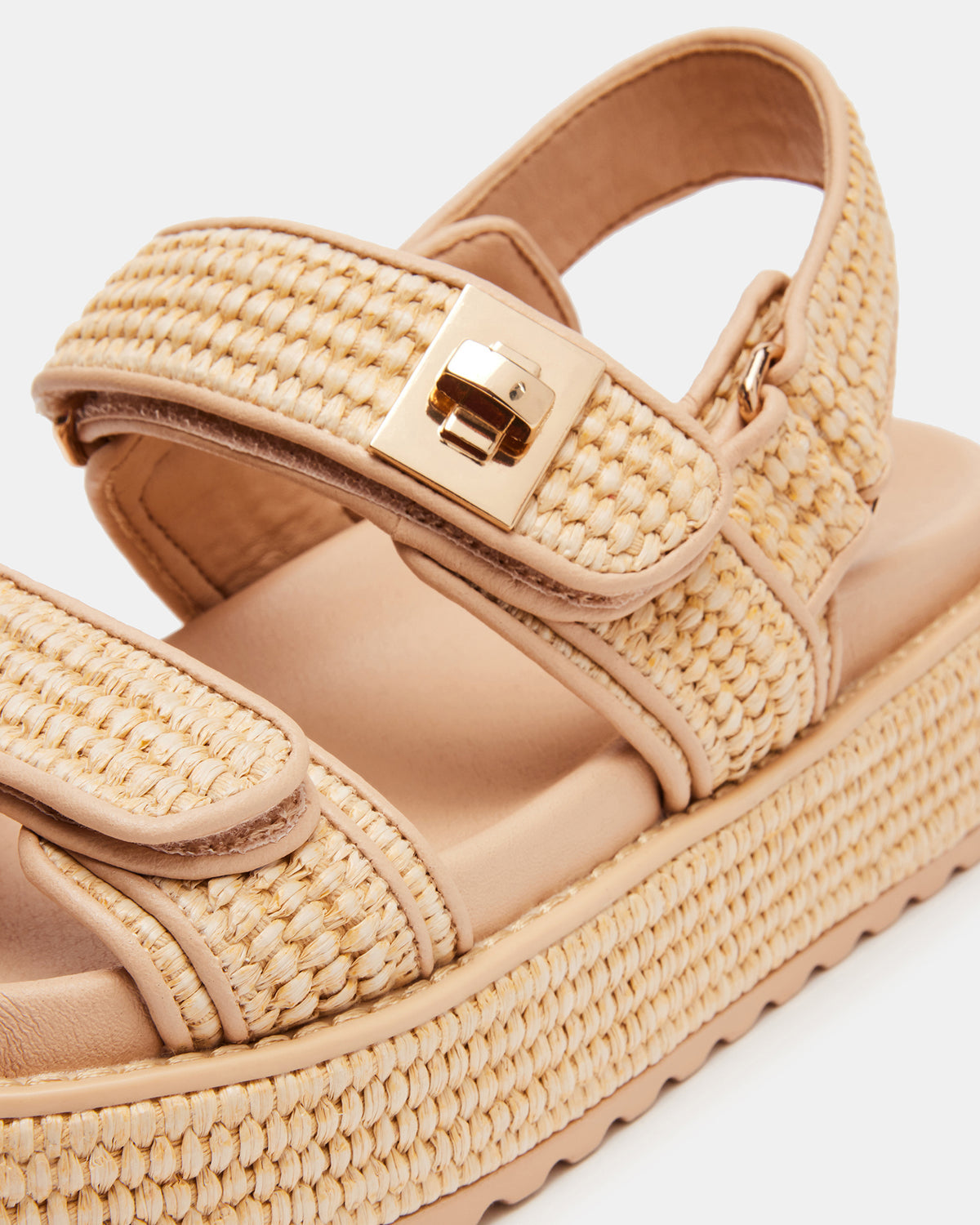 BIGMONA Natural Raffia Leather Women's Platform Sandal | Steve Madden on Sale