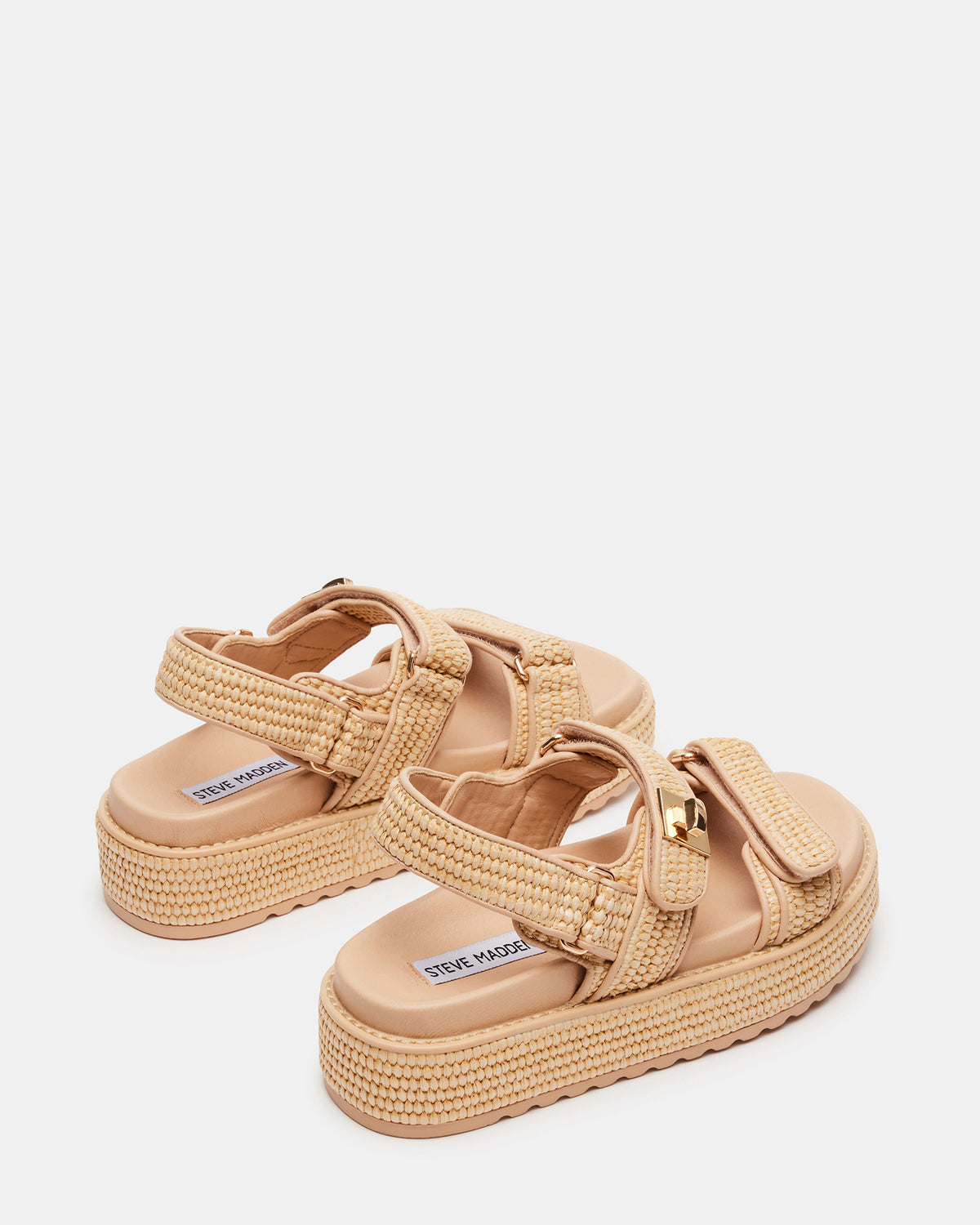 BIGMONA Natural Raffia Leather Women's Platform Sandal | Steve Madden on Sale