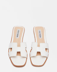 HADYN White Leather Sandal | Women's Designer Sandals | Steve Madden online