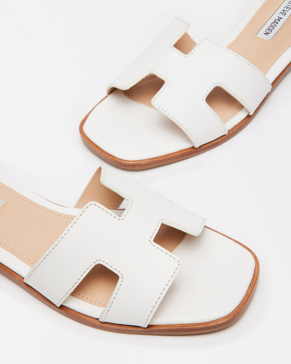HADYN White Leather Sandal | Women's Designer Sandals | Steve Madden online