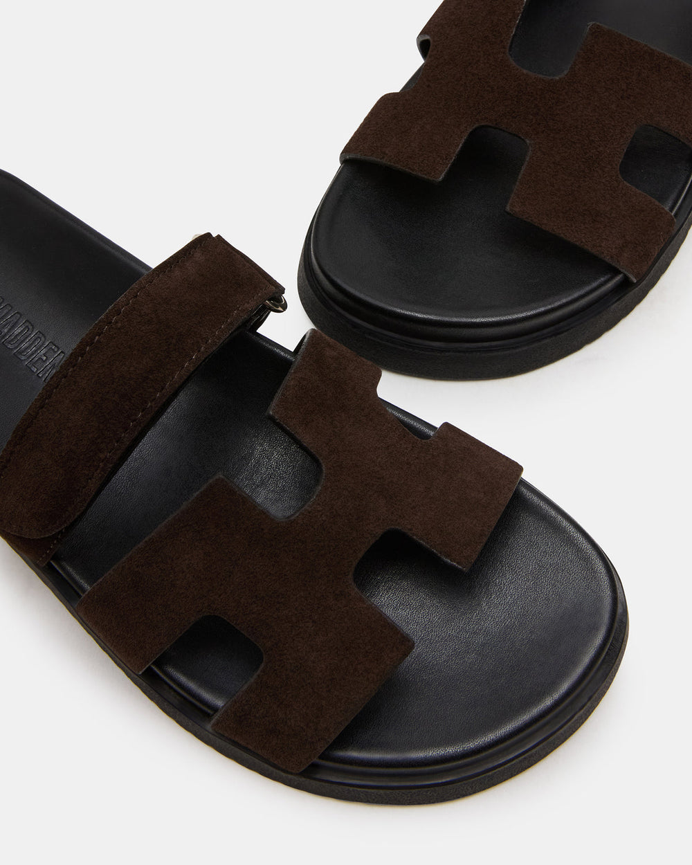 MAYVEN Chocolate Brown Suede Flatform Slide Women's Sandal | Steve Madden Sale