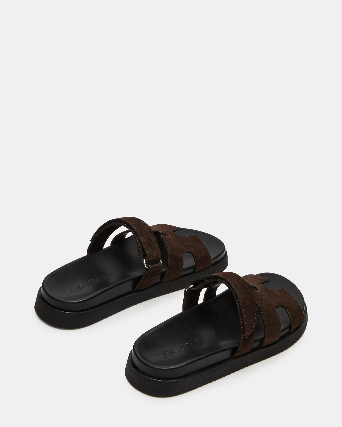 MAYVEN Chocolate Brown Suede Flatform Slide Women's Sandal | Steve Madden Sale