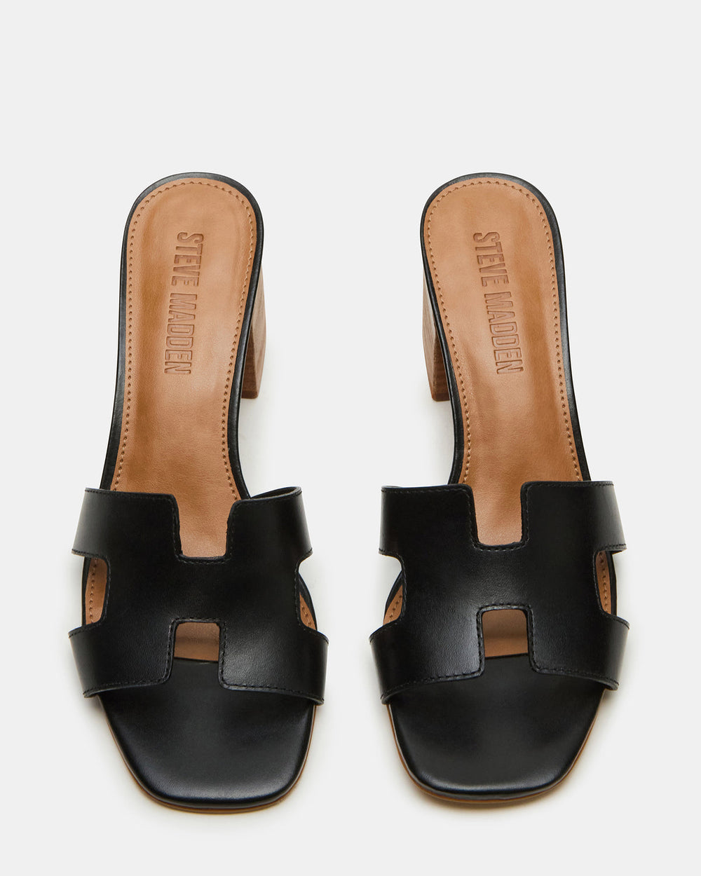 HANA Black Leather Square-Toe Mule Block Heel Women's Sandal | Steve Madden near me