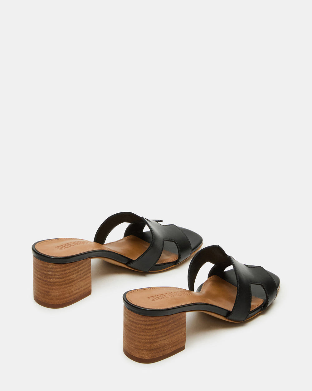 HANA Black Leather Square-Toe Mule Block Heel Women's Sandal | Steve Madden near me