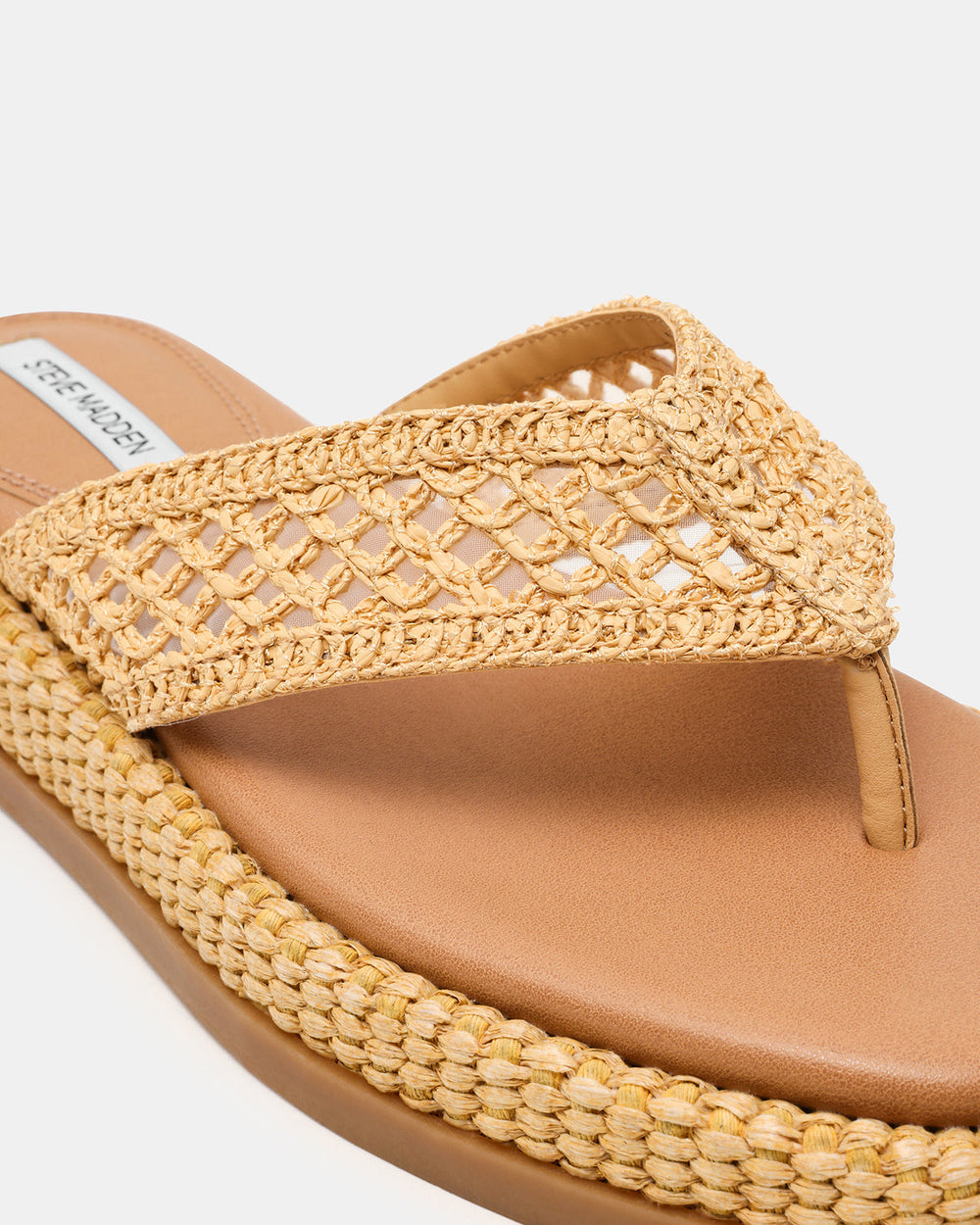 BELLA Natural Raffia Thong Square-Toe Platform Women's Sandal | Steve Madden US