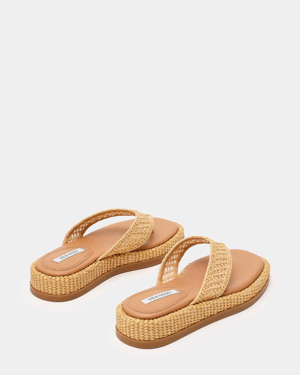 BELLA Natural Raffia Thong Square-Toe Platform Women's Sandal | Steve Madden US