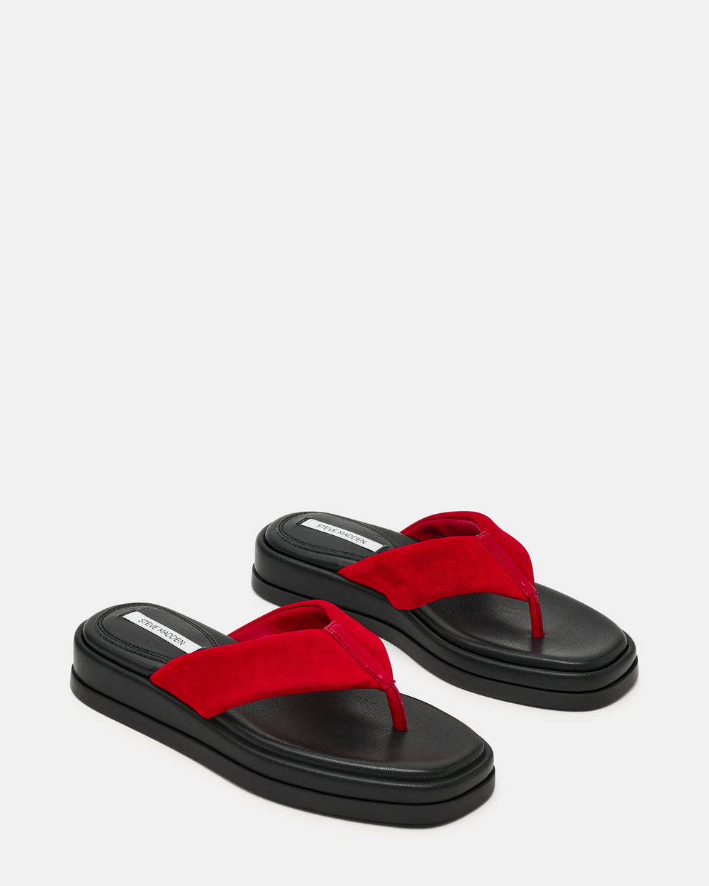 BELLA Red Suede Thong Square-Toe Platform Women's Sandal | Steve Madden Sale