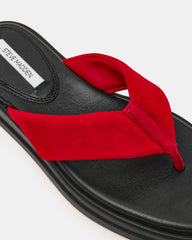 BELLA Red Suede Thong Square-Toe Platform Women's Sandal | Steve Madden Sale