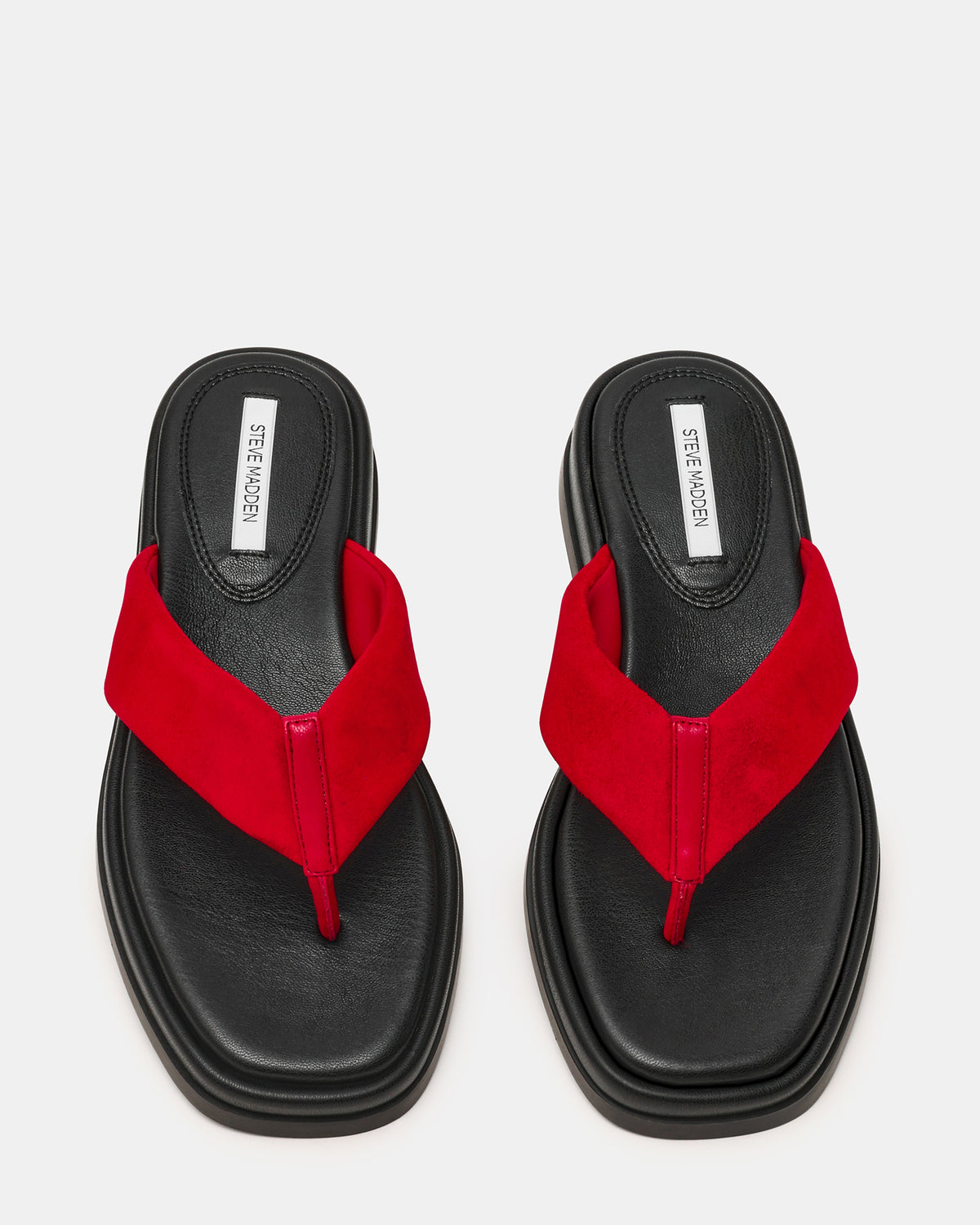BELLA Red Suede Thong Square-Toe Platform Women's Sandal | Steve Madden Sale
