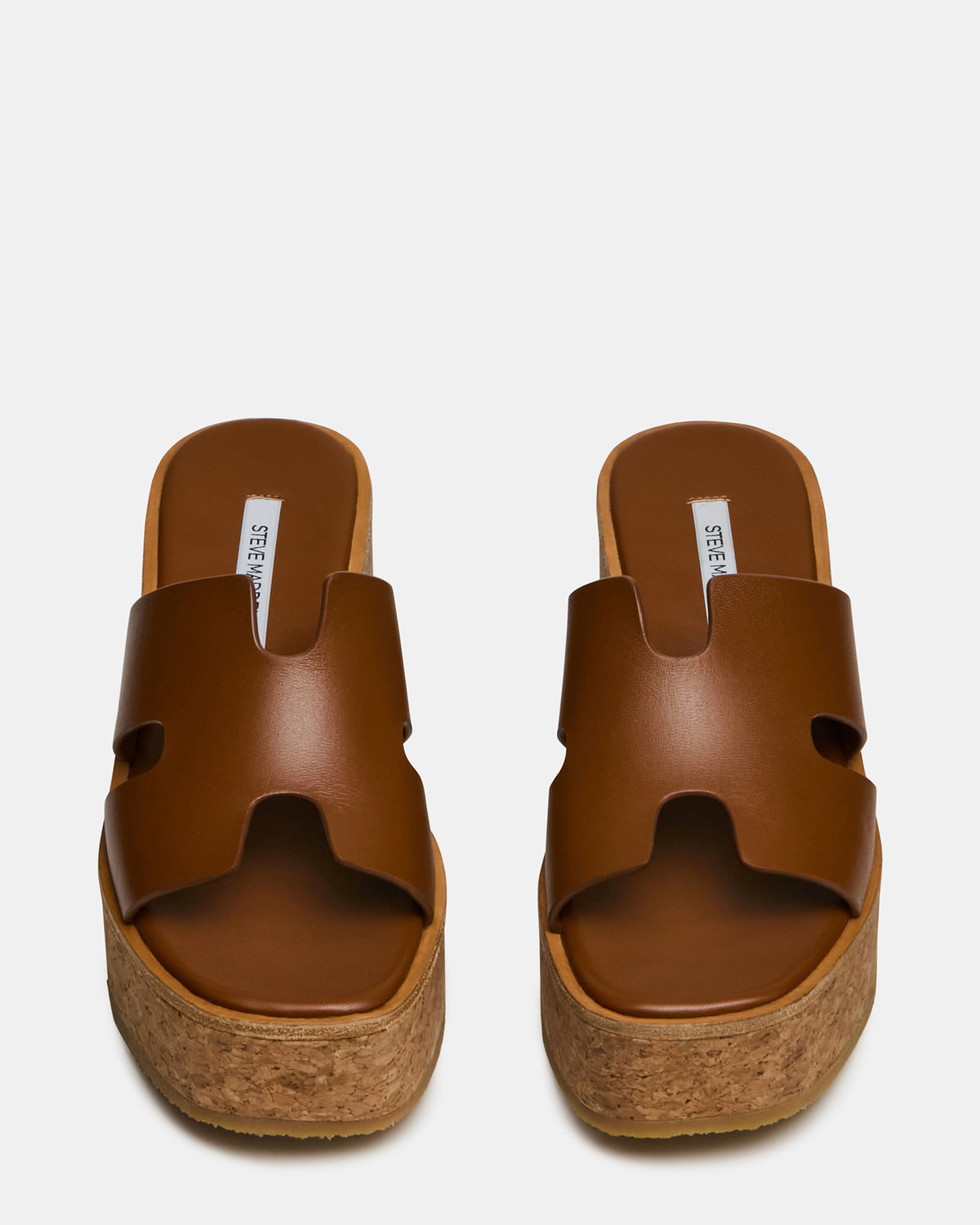 HARMONY Cognac Leather Wedge Mule Cork Platform Women's Sandal | Steve Madden for Sale