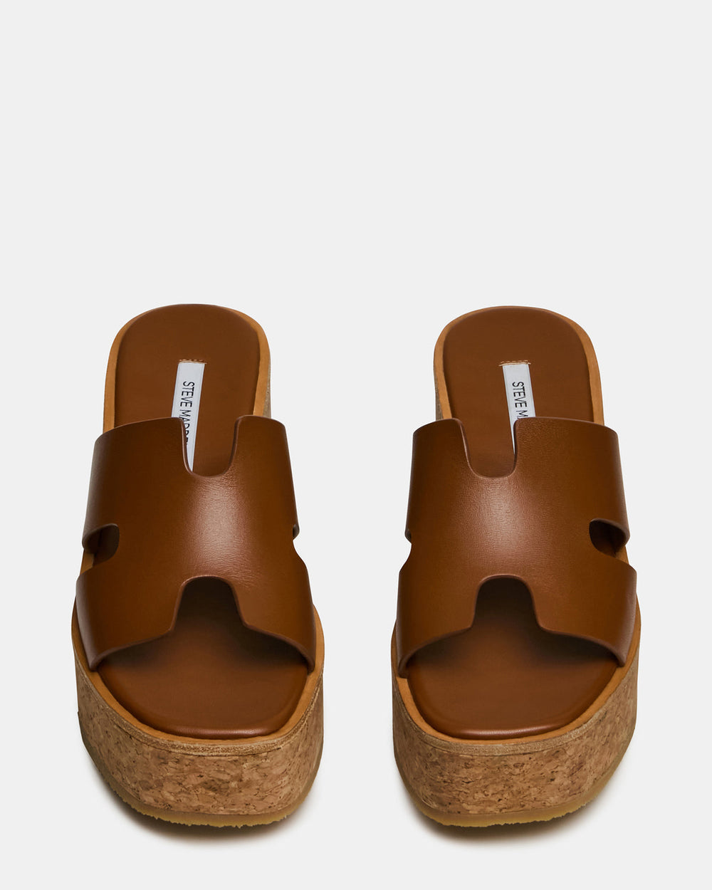 HARMONY Cognac Leather Wedge Mule Cork Platform Women's Sandal | Steve Madden for Sale