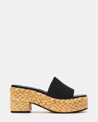 DOCK Raffia Black Platform Mule Women's Sandal | Steve Madden on Sale