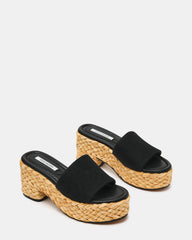 DOCK Raffia Black Platform Mule Women's Sandal | Steve Madden on Sale