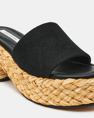 DOCK Raffia Black Platform Mule Women's Sandal | Steve Madden on Sale
