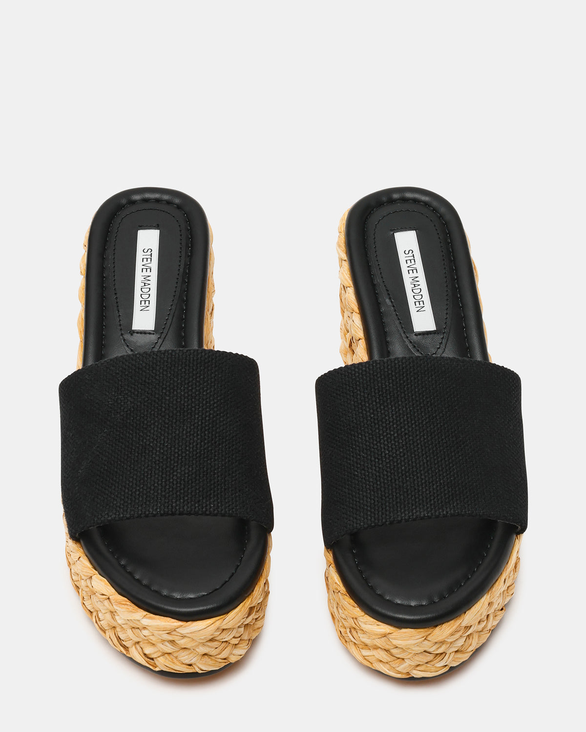 DOCK Raffia Black Platform Mule Women's Sandal | Steve Madden on Sale