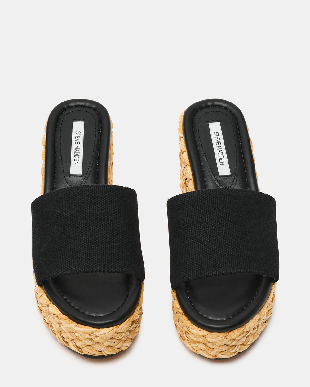 DOCK Raffia Black Platform Mule Women's Sandal | Steve Madden on Sale