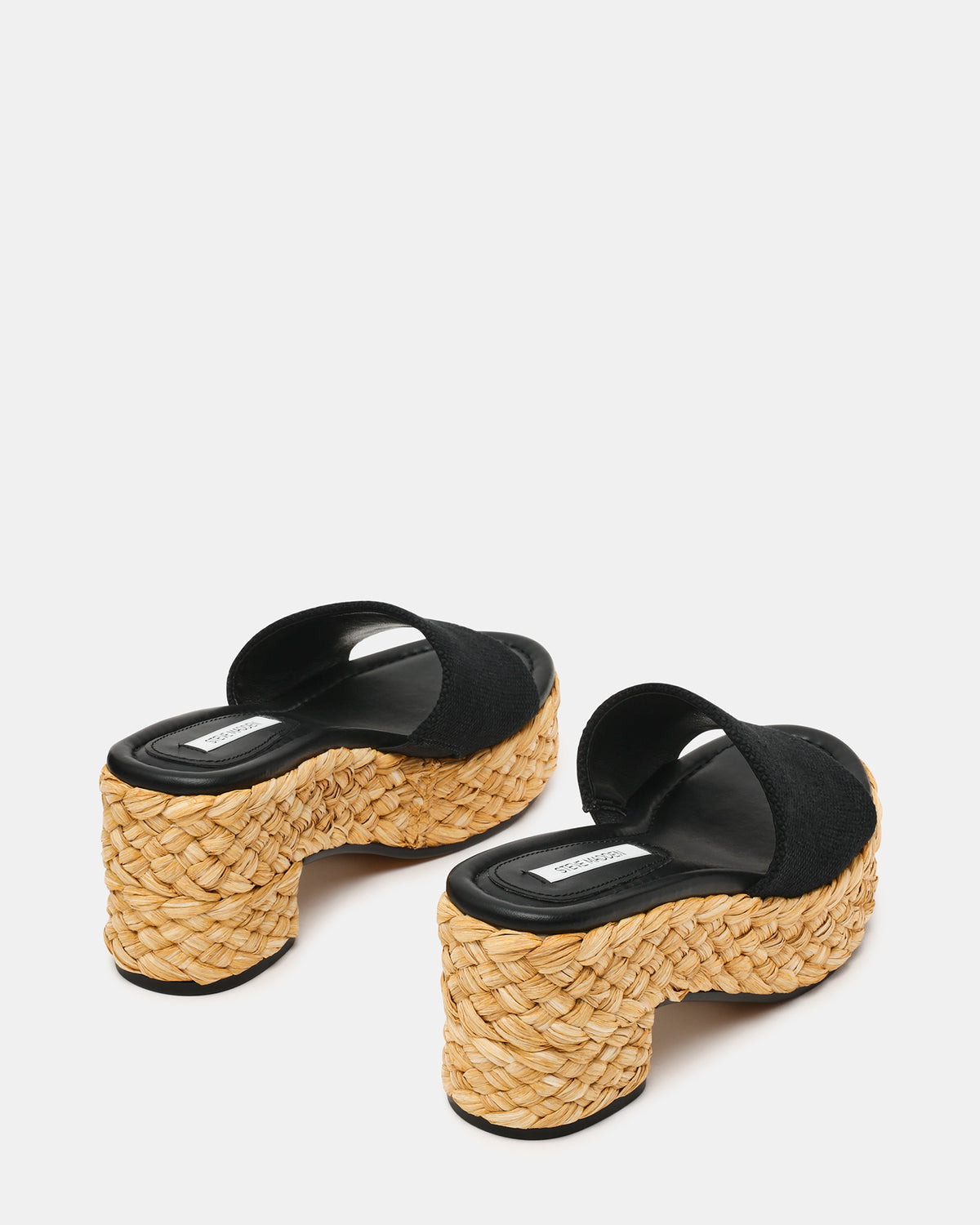 DOCK Raffia Black Platform Mule Women's Sandal | Steve Madden on Sale