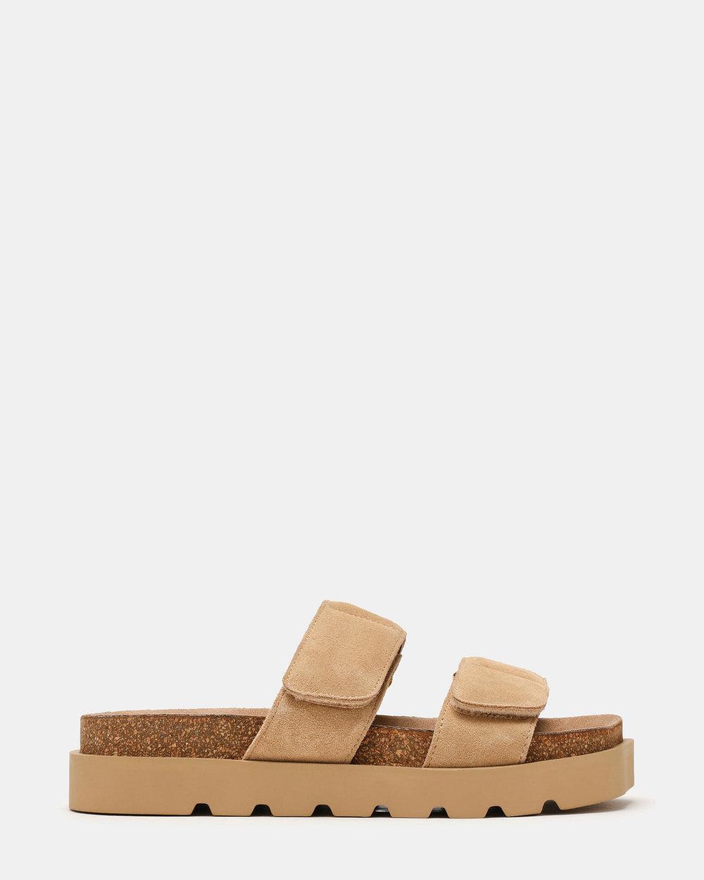 LUTHER Taupe Suede Velcro Strap Slip-On Square-Toe Women's Sandals | Steve Madden near me