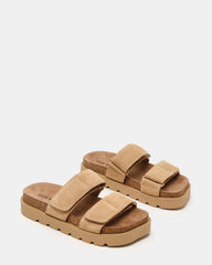 LUTHER Taupe Suede Velcro Strap Slip-On Square-Toe Women's Sandals | Steve Madden near me