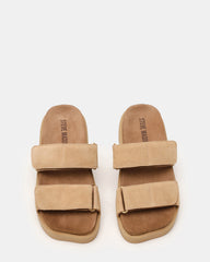 LUTHER Taupe Suede Velcro Strap Slip-On Square-Toe Women's Sandals | Steve Madden near me