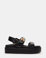 BIGMONA Black Leather Women's Platform Sandal | Steve Madden Sale