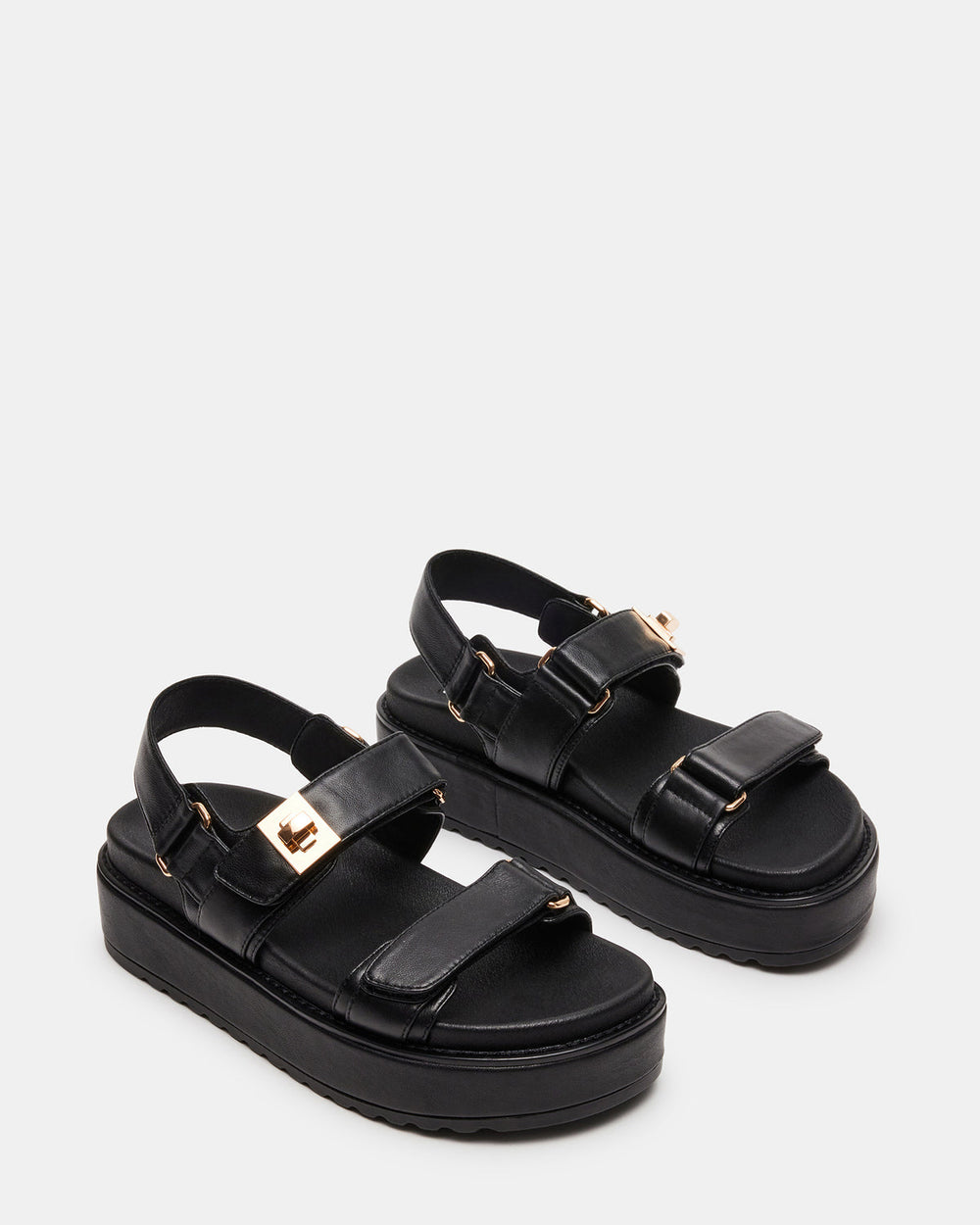 BIGMONA Black Leather Women's Platform Sandal | Steve Madden Sale