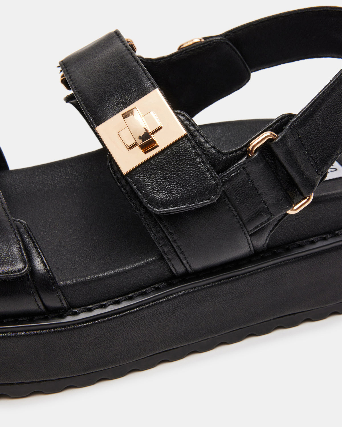 BIGMONA Black Leather Women's Platform Sandal | Steve Madden Sale