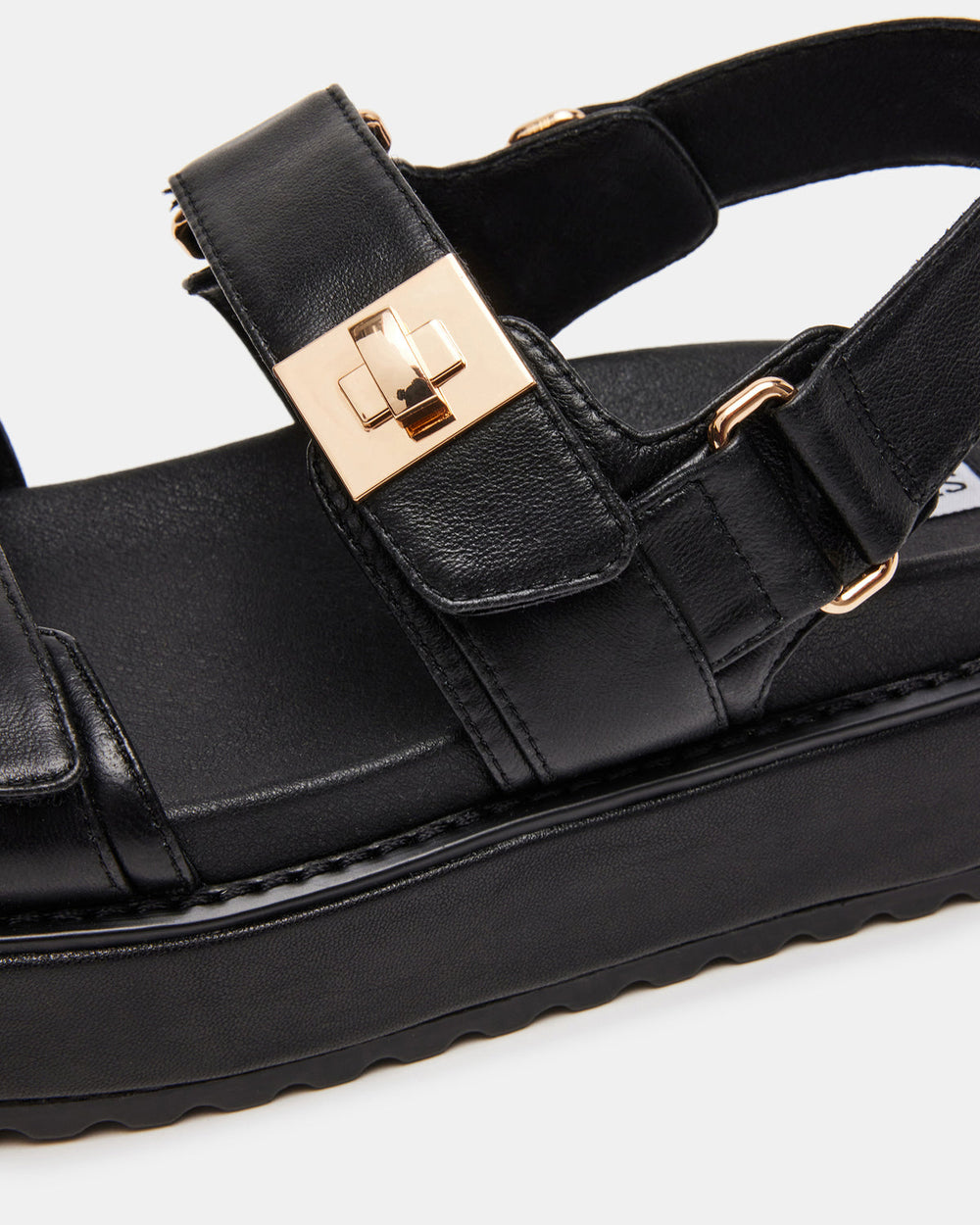 BIGMONA Black Leather Women's Platform Sandal | Steve Madden Sale