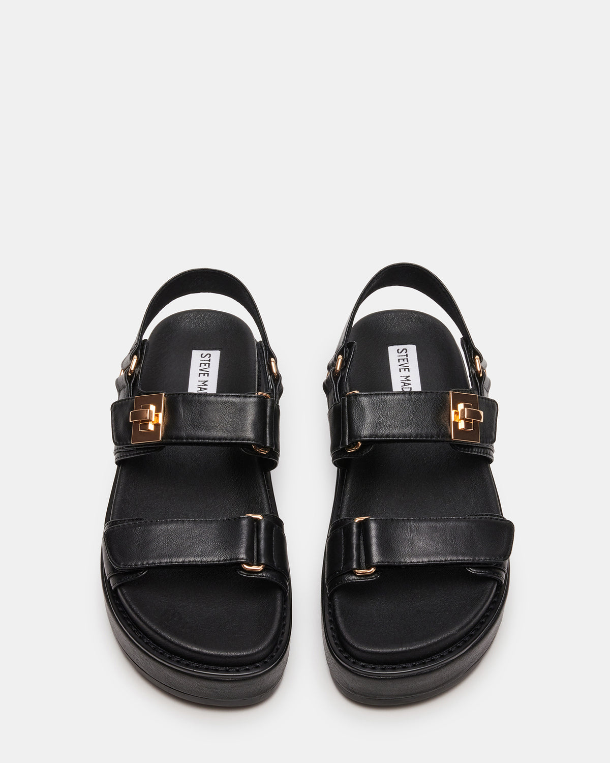 BIGMONA Black Leather Women's Platform Sandal | Steve Madden Sale