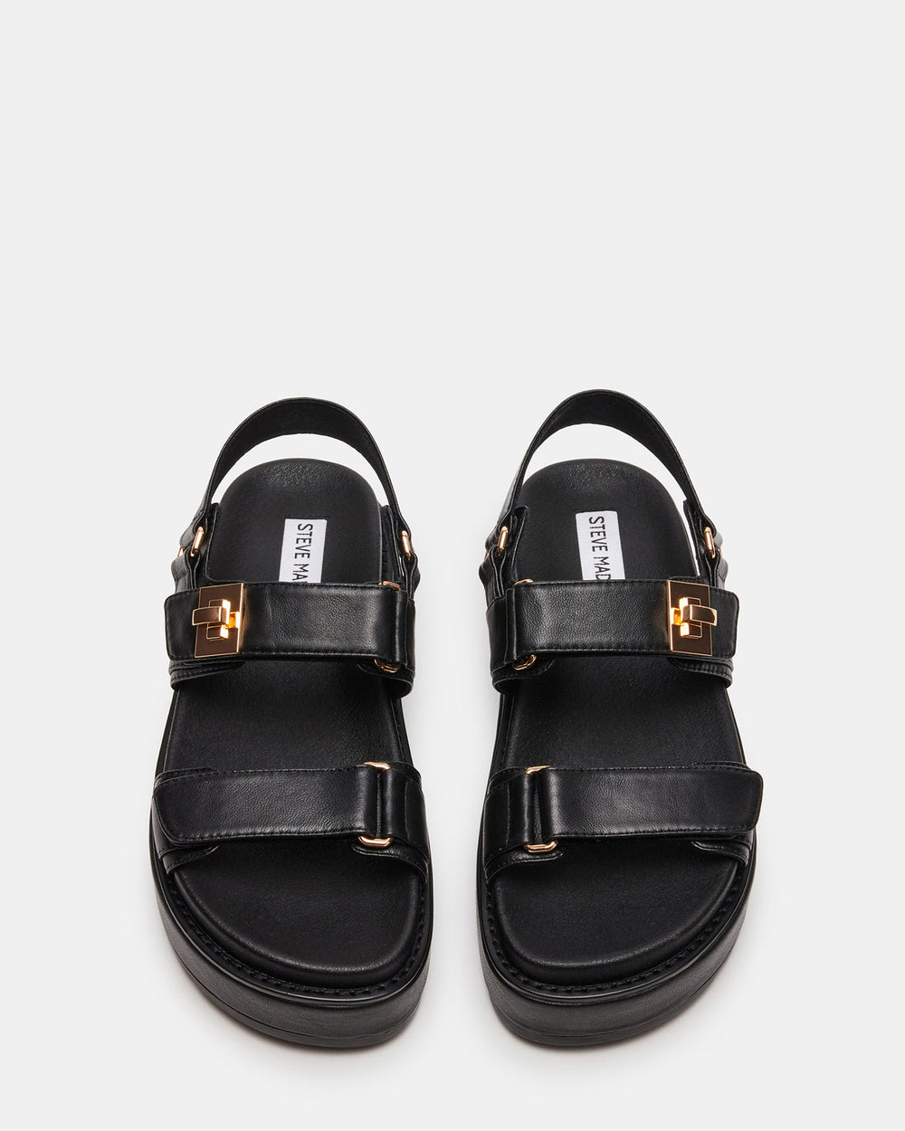 BIGMONA Black Leather Women's Platform Sandal | Steve Madden Sale