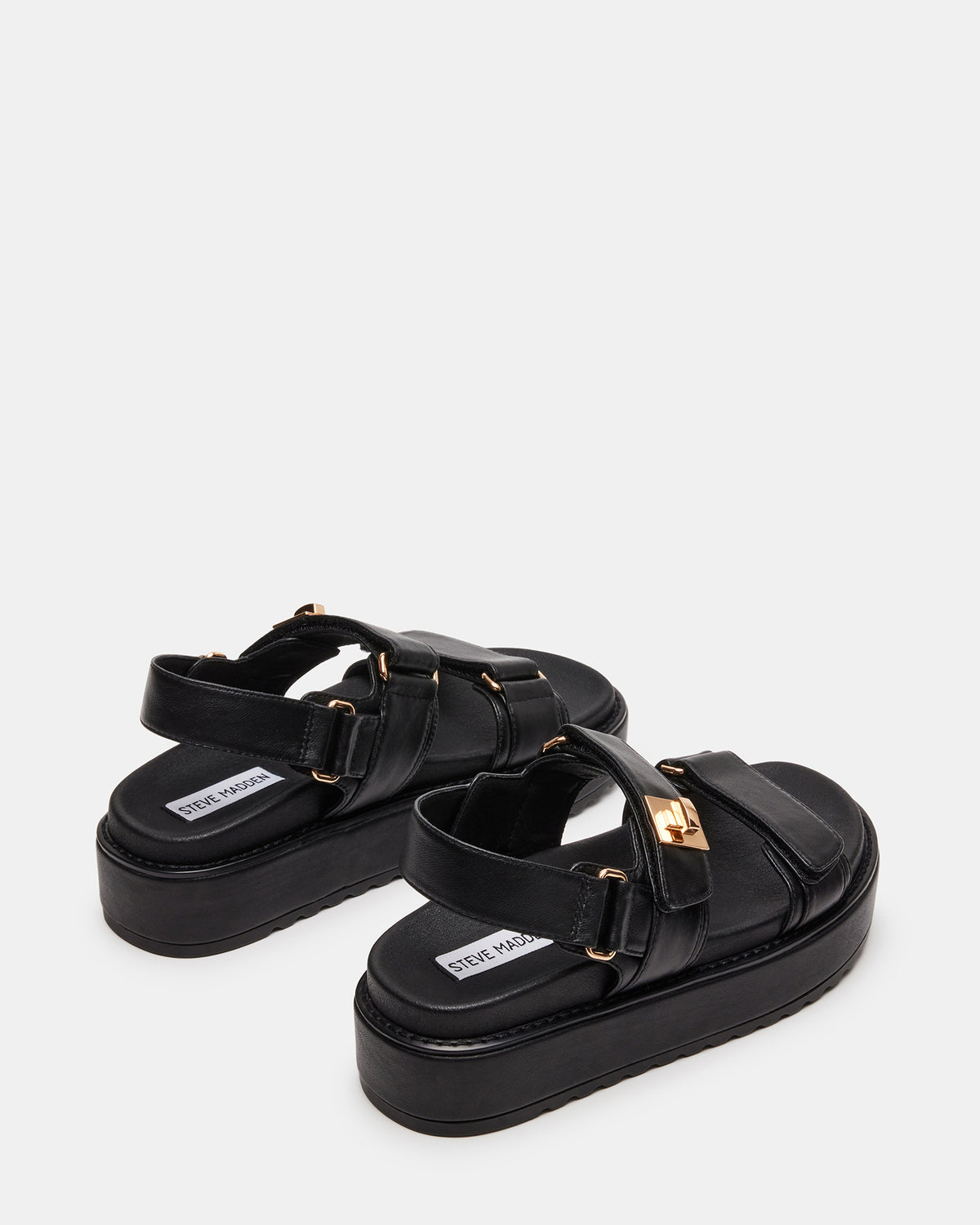 BIGMONA Black Leather Women's Platform Sandal | Steve Madden Sale