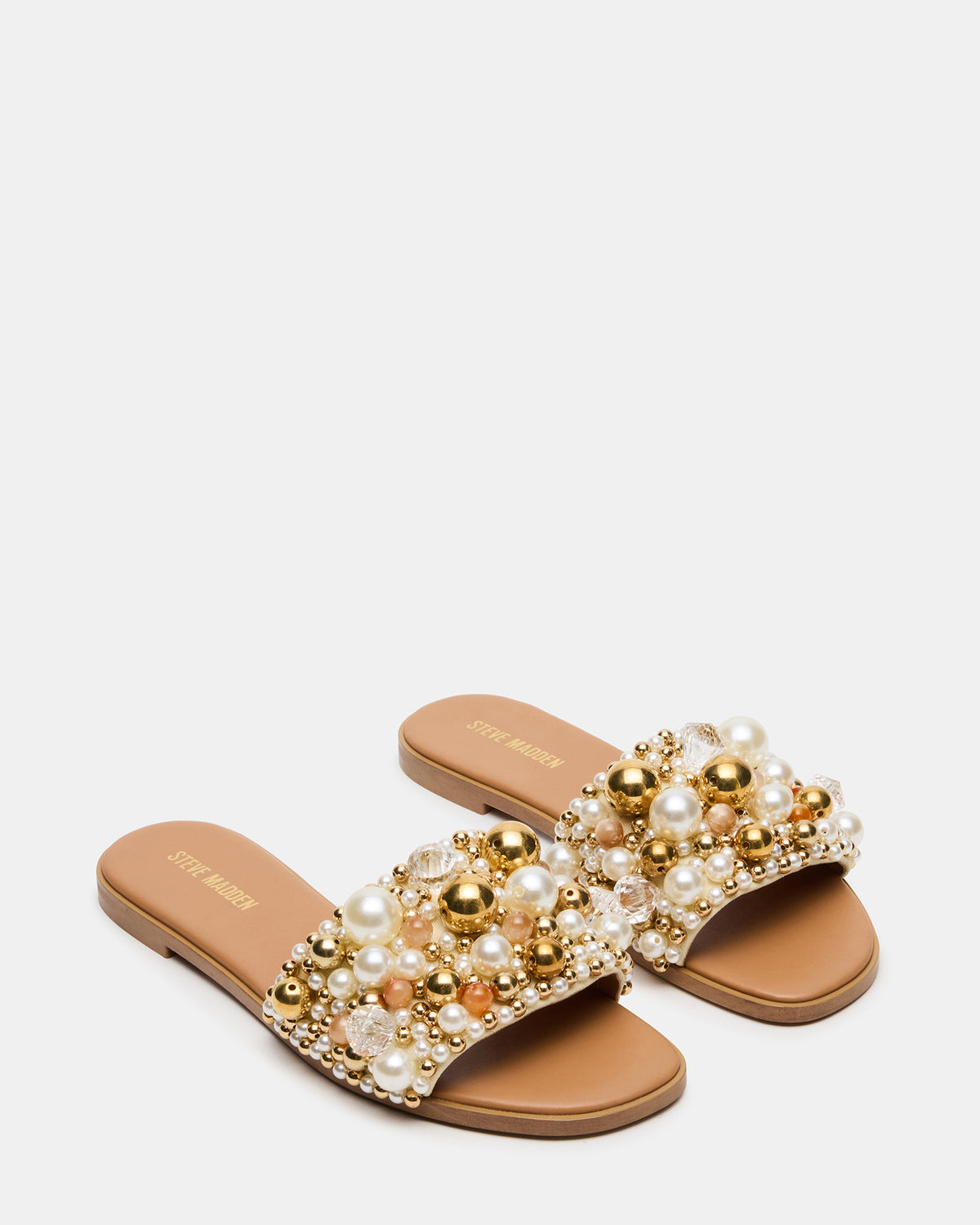 KLIO Coral Multi Ornament Embellished Slide Women's Sandal | Steve Madden for Sale